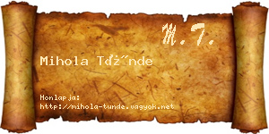 Mihola Tünde névjegykártya